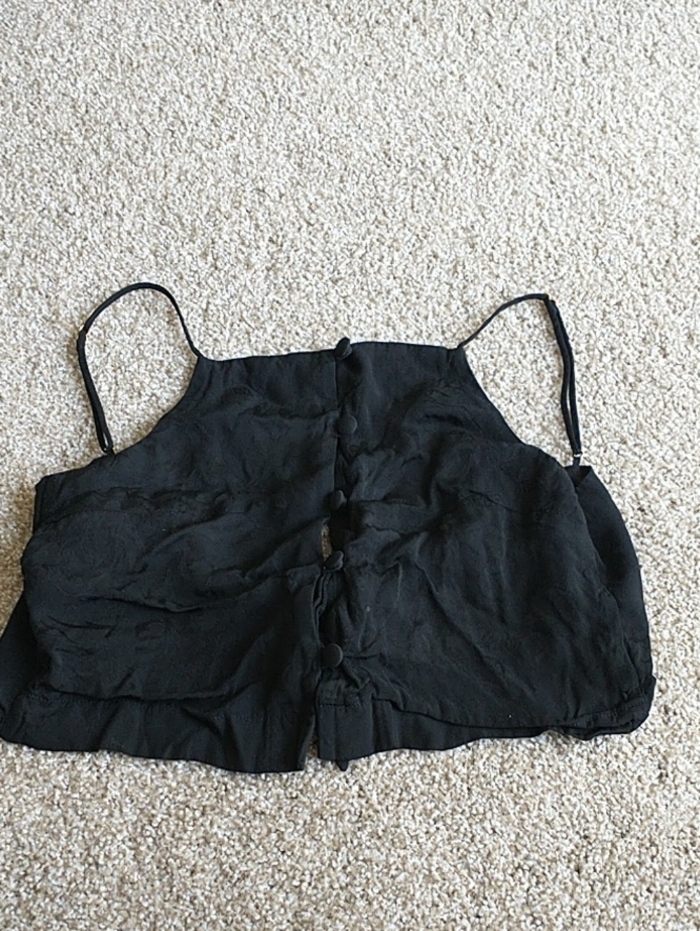 Nanushka Black Button-Front Cropped Cami